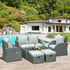 6 PCS Wicker Patio Furniture  Outdoor Rattan Wicker Sofa Set Patio All Weather Furniture w/ Tea Table & Cushion for Backyard Garden - Grey
