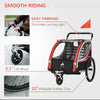Red 2-in-1 Child Bike Trailer, Baby Stroller with Brake, Storage Bag, Safety Flag, Reflectors & 5 Point Harness