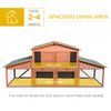 88.5" Wooden Rabbit Hutch Bunny Hutch Guinea Pig House with Removable Tray, Double Ramp and Weatherproof Asphalt Roof for Outdoor, Orange