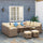 6 Pieces Patio Wicker Sofa Set, Outdoor All Weather PE Rattan Ample Seating Room Conservatory Furniture, w/ Strip Wood Grain Plastic Coffee