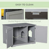 Cat Litter Box Enclosure with Adjustable Partition, Cat Washroom Side Table with Cat Hole, Hidden Litter Box with Magnetic Doors, Dark Grey
