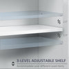 Modern Kitchen Sideboard, Buffet Cabinet with 2 Storage Cupboard, Glass Doors, Round Legs for Living Room, Bedroom, White