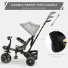 4 in 1 Adjustable Baby Tricycle Stroller w/ Removable Handle, Brake, Cover