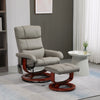 Recliner Chair with Ottoman, Electric Faux Leather Recliner with 10 Vibration Points and 5 Massage Mode, Reclining Chair with Swivel Wood Base, Remote Control and Side Pocket, Grey