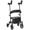 Aluminum Forearm Rollator Walker with 10'' Wheels, Seat and Backrest, Folding Upright Walker with Adjustable Handle Height and Removable Storage Bag, Black