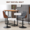 Counter Height Bar Stools Set of 2, Height Adjustable Swivel Barstools with Footrest and Tufted Back, Linen Fabric Bar Chairs, Dark Grey