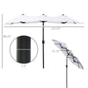 Double-sided Patio Umbrella 9.5' Large Outdoor Market Umbrella with Push Button Tilt and Crank, 3 Air Vents and 12 Ribs, for Garden, Deck, Pool, White