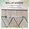 Raised Garden Bed with Greenhouse, Steel Outdoor Planter Box with Plastic Cover, Roll Up Window, Dual Use for Flowers, Vegetables, Clear