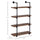 Industrial Pipe Style Shelf 4-Tier Wall-Mounted Utility Bookcase Floating Storage Rack with Metal Frame, Rustic Brown