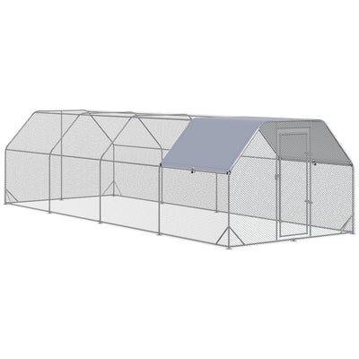 Metal Chicken Coop for 20-25 Chickens, Walk In Chicken Run Chicken Pen Hen House Outdoor with Roof for Yard, 24.9' x 9.2' x 6.4'