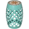 12" Round Patio Outdoor Footstool, Garden Mosaic Accent Side Table, Plant Stand, Blue