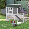 63" Wooden Chicken Coop Hen House Poultry Cage for Outdoor Backyard with Raised Garden Bed, Run Area, Nesting Box and Removable Tray, Grey