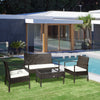 Patio Porch Furniture Sets 4-PCS Rattan Wicker Chair w/ Table Conversation Set for Yard,Pool or Backyard Indoor/Outdoor Use- Brown