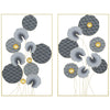 3D Metal Wall Art Set of 2 Modern Lotus Leaves Hanging Wall Sculpture Home Decor for Living Room Bedroom Kitchen 20"x32"x2, Grey and Gold