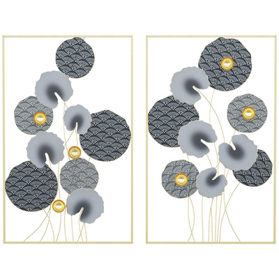3D Metal Wall Art Set of 2 Modern Lotus Leaves Hanging Wall Sculpture Home Decor for Living Room Bedroom Kitchen 20