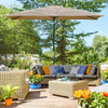 6.6 X 10 ft Rectangular Market Umbrella Patio Outdoor Table Umbrellas with Crank & Push Button Tilt, Coffee