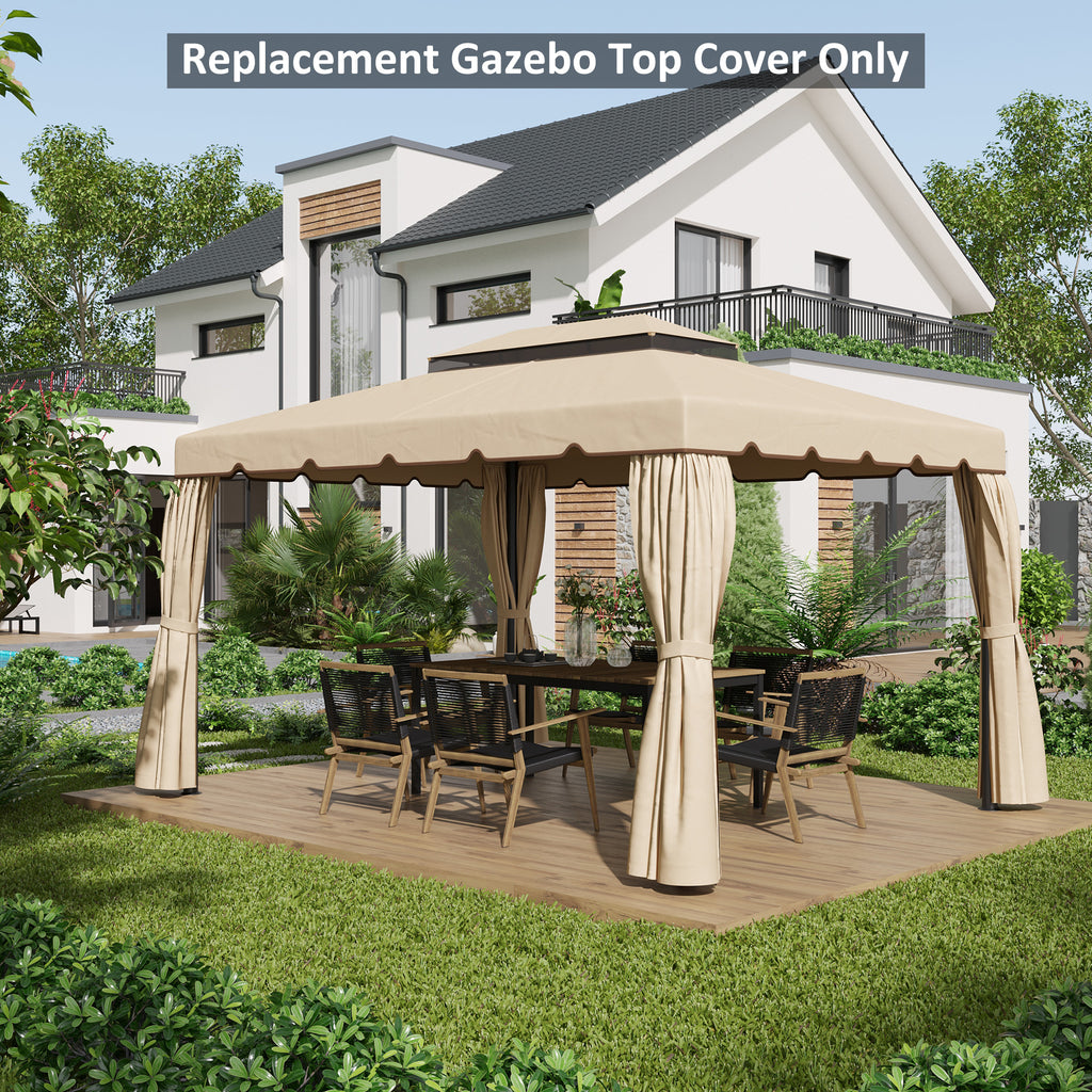 12.8' x 9.5' Gazebo Replacement Canopy, Gazebo Top Cover with Double Vented Roof for Garden Patio Outdoor (TOP ONLY), White