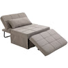 4-In-1 Design Convertible Sofa Tea Table Lounge Chair Single Bed with 5-Level Adjustable Backrest, Footstool and Metal Frame, Light Brown