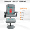 Massaging Faux Leather Recliner Chair and Ottoman Set, Swivel Vibration Massage Lounge Chair with Remote Control for Living Room, Bedroom, or Office, Gray