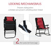 2 Piece Folding Rocking Chair Set with Armrests, Padded Seat and Backrest, Red & Black