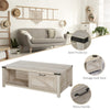 Farmhouse Coffee Table with Drawer and Storage Open Shelf for Living Room, Oak