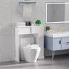 Freestanding Over Toilet Bathroom Storage Cabinet with Adjustable Convenience Anti-Toppling Design, White