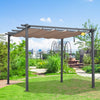 10' x 10'  Outdoor Retractable Pergola Canopy, Aluminum Patio Pergola, Backyard Shade Shelter for Porch Party, Garden, Grill Gazebo - Grey