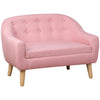 2-Seat Kids Sofa Linen Fabric and Wooden Frame Sofa for Kids and Toddlers Ages 3-6, 11" High Seat, Pink