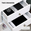 Modern Sofa Side Table with 2 Storage Drawers, End Table with Bottom Shelf for Living Room, Bedroom, White