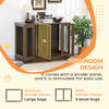 Large Furniture Style Dog Crate with Removable Panel, End Table with Two Rooms Design and Two Front Doors, Walnut, 47" x 23.5" x 35"