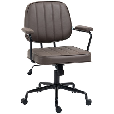 Microfiber Office Chair Desk Chair with 360 Degree Swivel Wheels Adjustable Height Tilt Function Light Brown