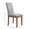 High Back Dining Chairs, Set of 2, Tufted Fabric Upholstered Armless Side Chairs with Solid Wood Legs for Living Room, Kitchen, Study, Grey