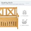 Wooden Outdoor Storage Bench 2-Person Backyard Patio Bench with Louvered Side Panels & Wood Build, Waterproof Frame, Yellow