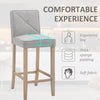 Modern Bar Stools Set of 2, Upholstered Barstools Kitchen Island Chair with Build-In Footrest, Solid Wood Legs, Beige