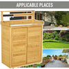 Wooden Potting Bench 3-Tier Storage Cabinet Work Station Table Lockable Organizer with Magnetic Latch Hooks Foot Pads 34.25"L Yellow
