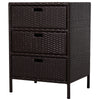 32" Poolside Rattan Wicker Patio Organizer Storage Cabinet with 3 Large Drawers & Weather-Fighting Materials