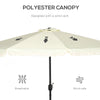 9ft Patio Umbrella with Push Button Tilt and Crank, Outdoor Market Table Umbrella with Fringed Tassles and 8 Ribs, for Garden, Deck, Pool, Cream White