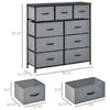 9 Drawers Storage Chest Dresser Organizer Unit w/ Steel Frame, Wood Top, Easy Pull Fabric Bins, for Hallway, Closet, Entryway, Black & Grey
