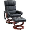 Recliner Chair with Ottoman, Electric Faux Leather Recliner with 10 Vibration Points and 5 Massage Mode, Reclining Chair with Swivel Wood Base, Remote Control and Side Pocket, Black