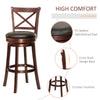 Traditional Bar Stool, 31 Inch Seat Height Barstool, Swivel PU Leather Upholstered Chair, with Cross Back and Rubberwood Frame, Black