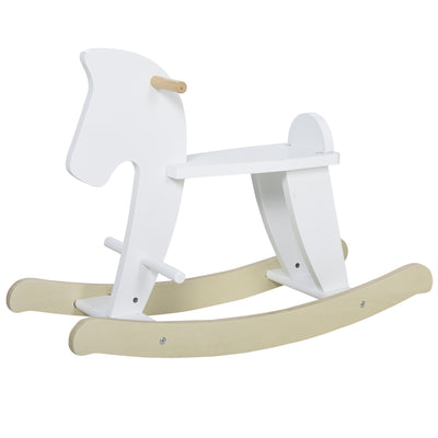 Wooden Rocking Horse Toddler Baby Ride-on Toys for Kids 1-3 Years with Classic Design & Solid Workmanship, White