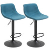 Swivel Bar Stools Set of 2 Bar Chairs Adjustable Height Barstools Padded with Back for Kitchen, Counter, and Home Bar, Blue