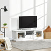 Modern TV Stand Cabinet for TVs up to 60 Inches, Entertainment Center with Drawer and Glass Doors for Living Room, White