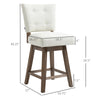 Swivel Bar Stools Set of 2, Fabric Tufted Counter Height Bar Stools with Rubber Wood Legs and Footrest for Dining Room, Kitchen, Cream White