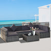 7-Piece Patio Furniture Sets Outdoor Wicker Conversation Sets All Weather Rattan Sofa set with Cushions & Tempered Glass Desktop, Grey