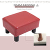 Modern Faux Leather Upholstered Rectangular Ottoman Footrest with Red Foam Seat and Plastic Legs, Red