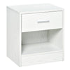 Modern Nightstand, Accent End Table with Drawer and Storage Shelf, Sofa Side Table for Living Room or Bedroom, White Wood Grain