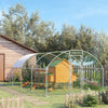 Galvanized Large Metal Chicken Coop Cage Walk-in Enclosure Poultry Hen Run House Playpen Rabbit Hutch with Cover for Outdoor Backyard, Silver