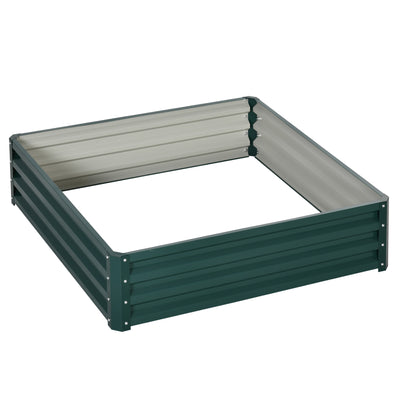 4' x 4' x 1' Galvanized Raised Garden Bed, Planter Raised Bed with Steel Frame for Vegetables, Flowers, Plants and Herbs, Green