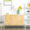 Modern 3 Door Accent Sideboard Storage Cabinet with Chevron Pattern and Adjustable Shelving, Natural Wood